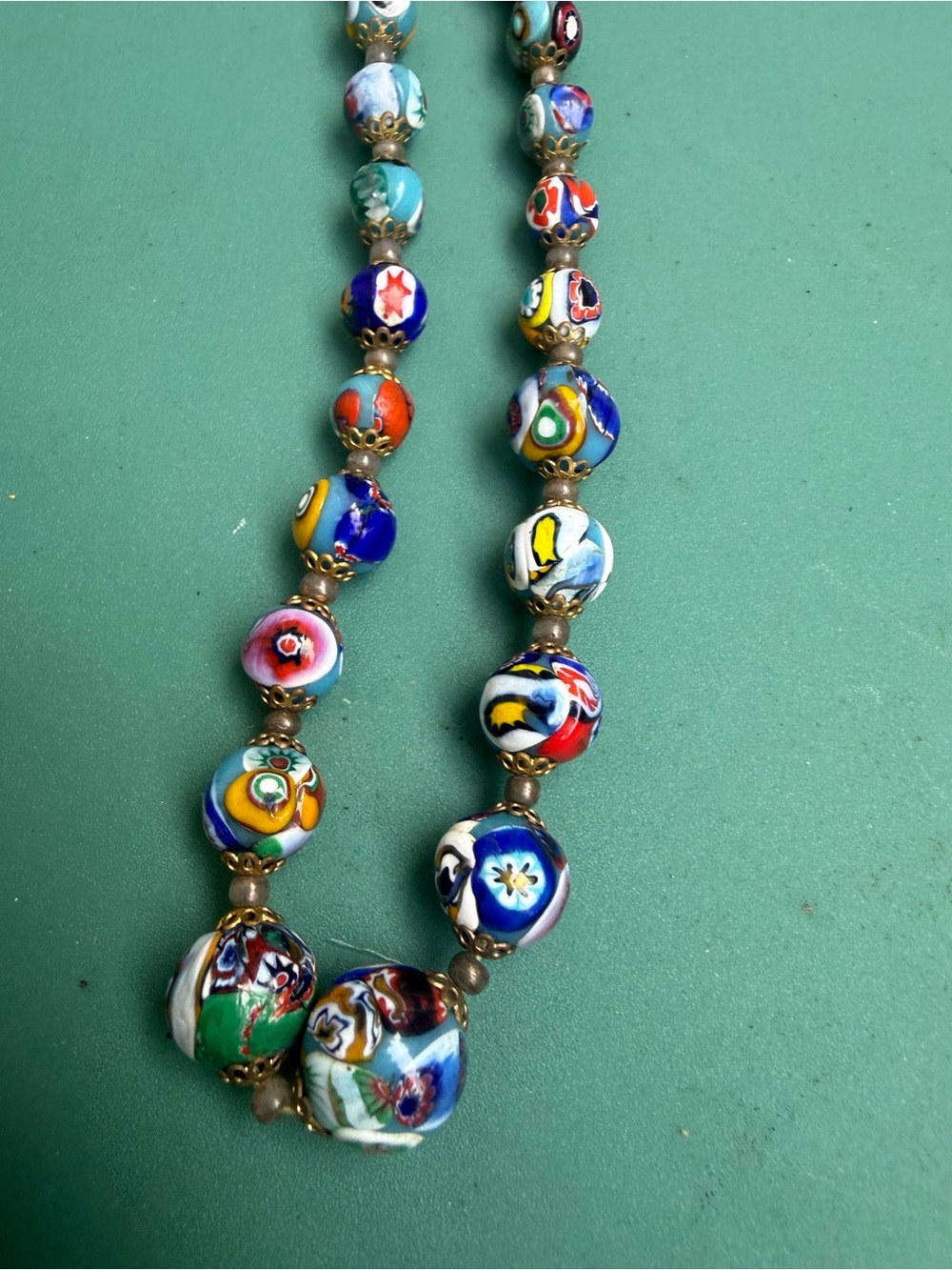 Colorful murano Millefiori Glass Bead Necklace 18 inches